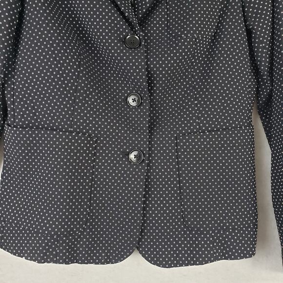 Tommy Hilfiger Womens Size 6 Polka Dot Blazer Jacket Black Preppy Academia Twee - Picture 2 of 13
